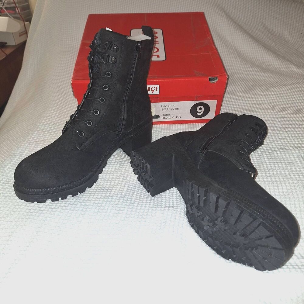 NIB - Fabulous Black Suede Lug Combat Boots by Rouge Size 9
